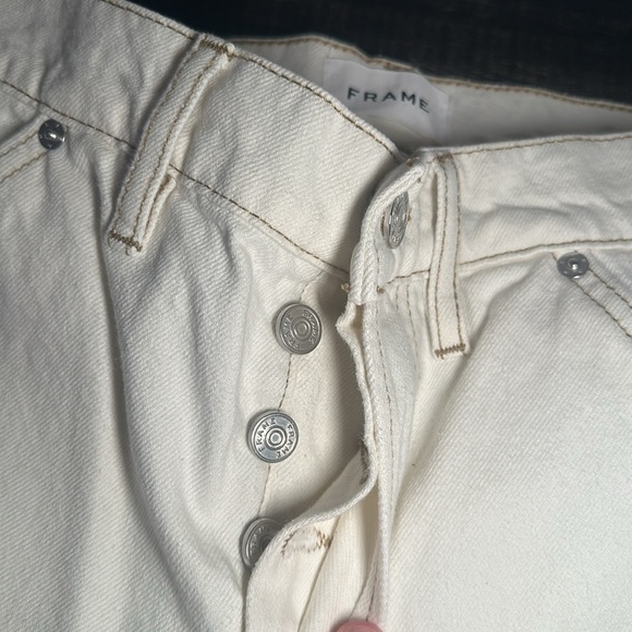 NWT Frame Denim Le Slouch White With Contrast Stitching Carpenter Jean Size 27 - Picture 8 of 12